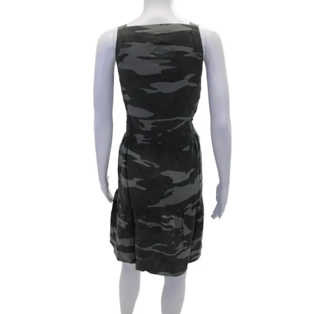 Splendid Womens Sleeveless V-Neck Camouflage Casual Tiered Dress Gray Size S